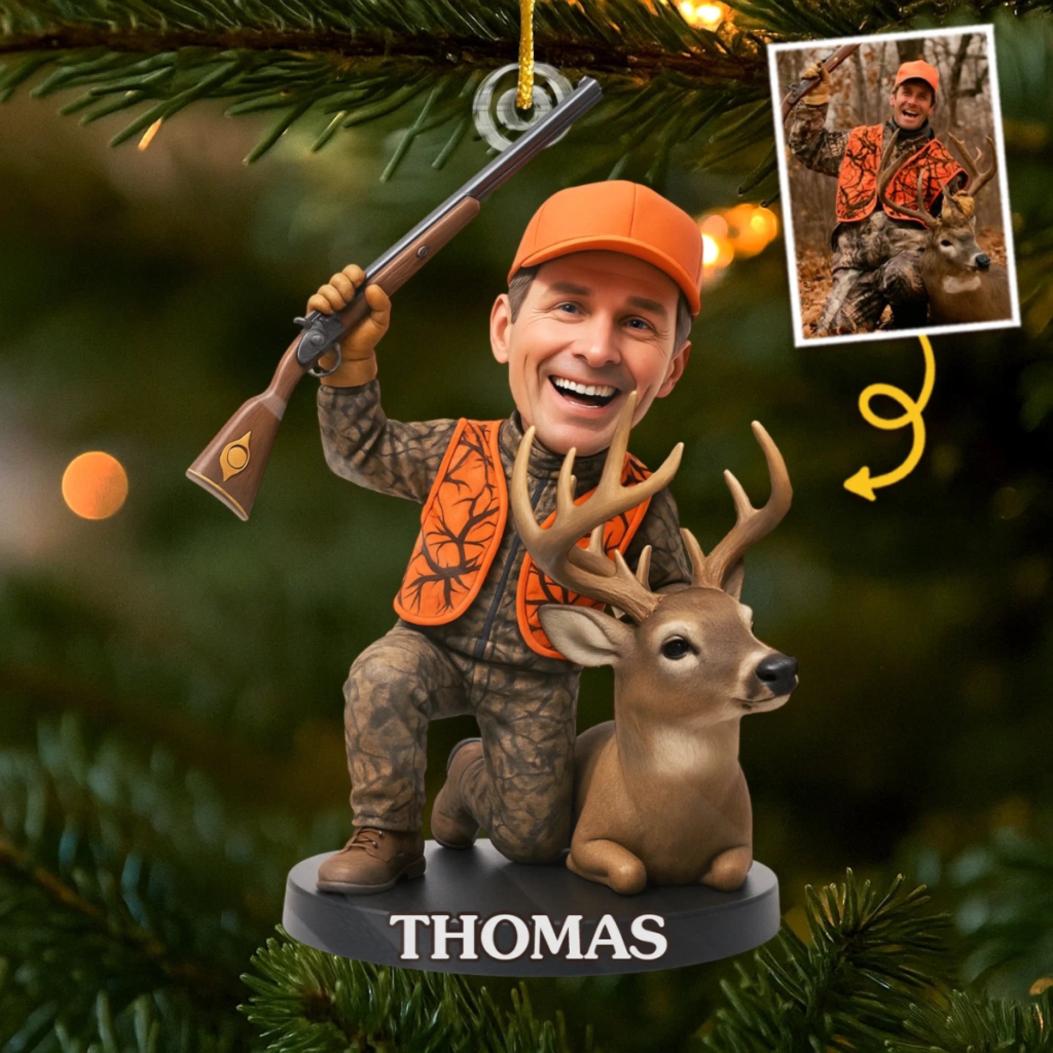 Custom Photo Acrylic Ornament - Personalized Christmas Birthday Hunting Gifts For Hunters - Hunting Gear Meets Holiday Cheer