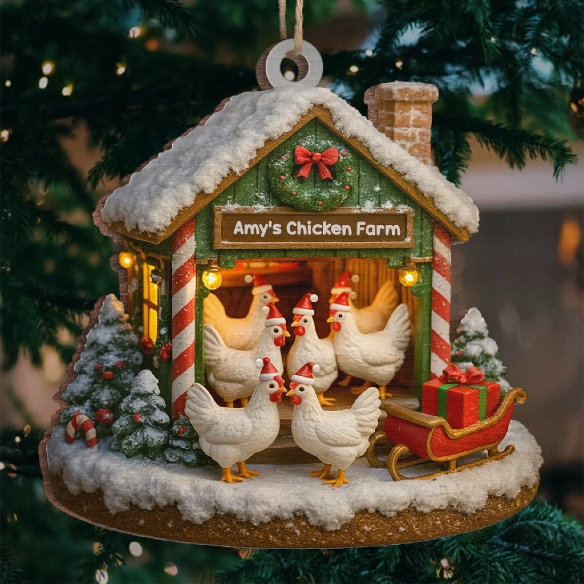 Custom Wood Ornament - Personalized Christmas Birthday Gifts For Women, Men - Merry Chickmas