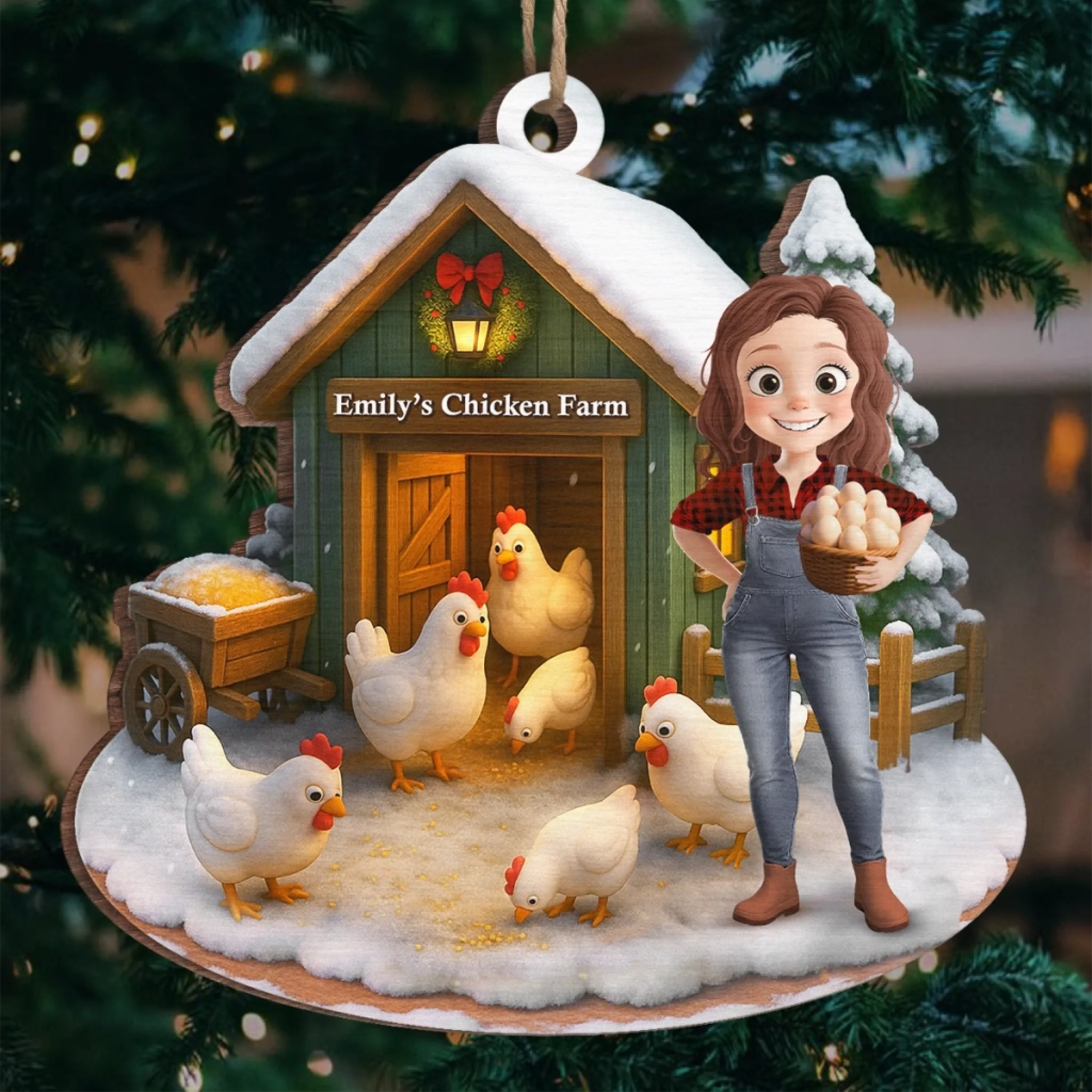 Custom Wood Ornament - Personalized Christmas Birthday Gifts For Women, Men - Farm Life, Christmas Joy