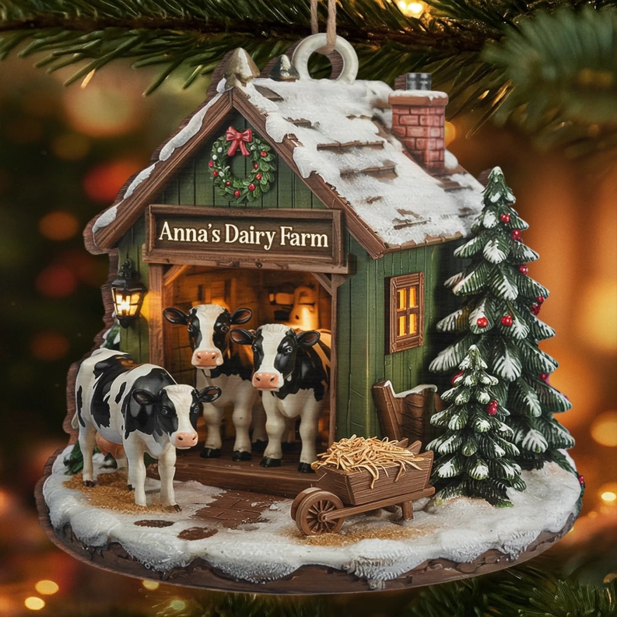 Custom Wood Ornament - Personalized Christmas Birthday Gifts For Women, Men - Moo Love, Moo Christmas