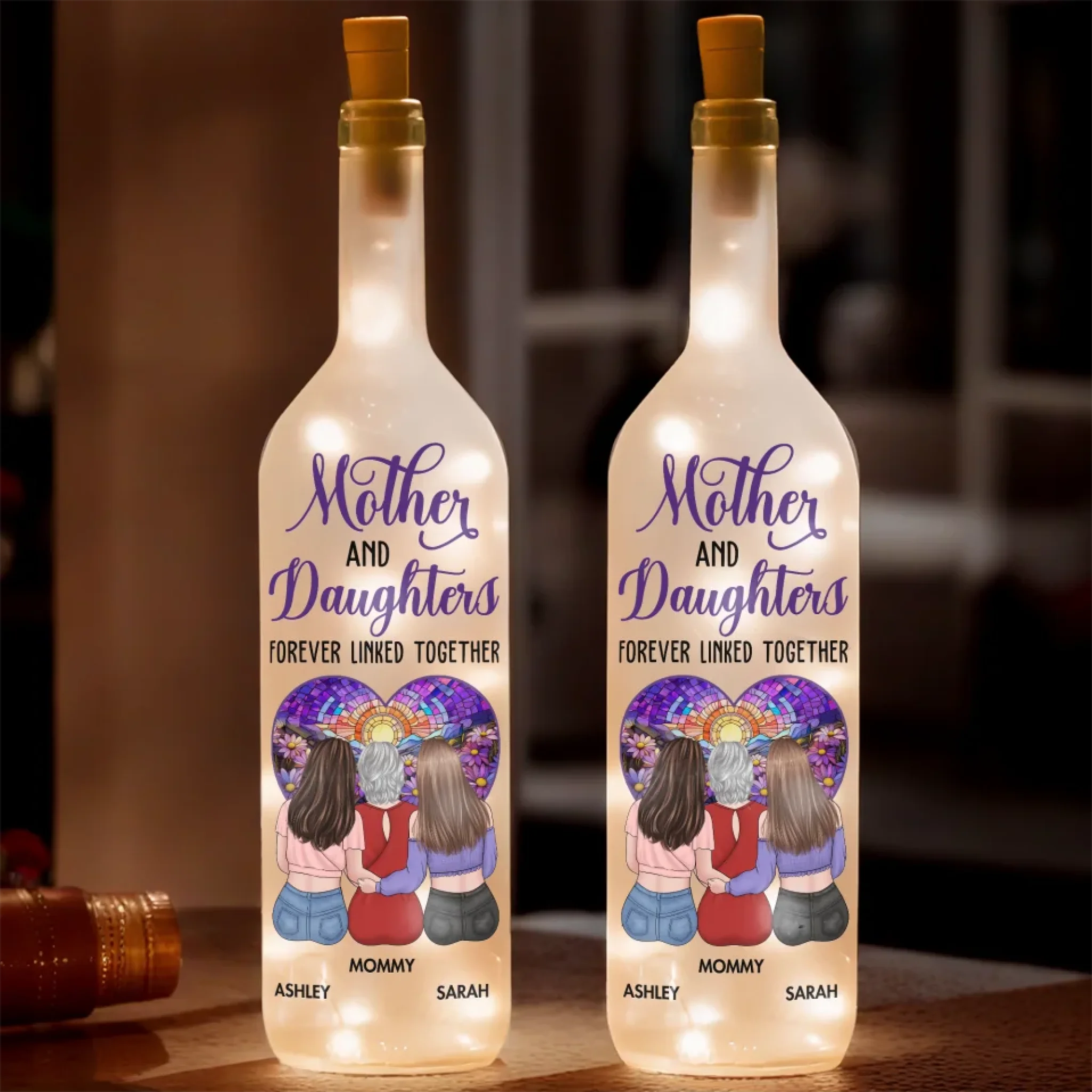 No Bond Is Stronger Than Ours - Family Personalized Custom Bottle Lamp - Mother's Day, Gift For Mom, Daughter, Son