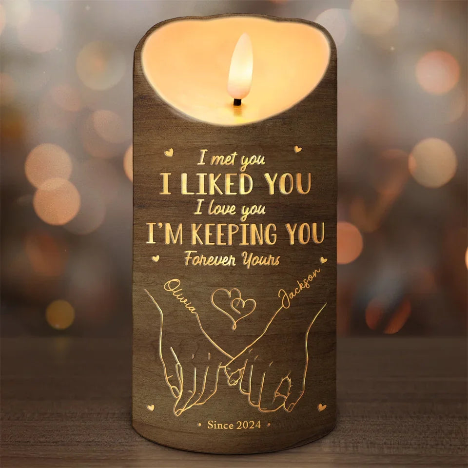 You're My Happy Place - Couple Personalized Custom LED Candle - Gift For Husband Wife, Anniversary