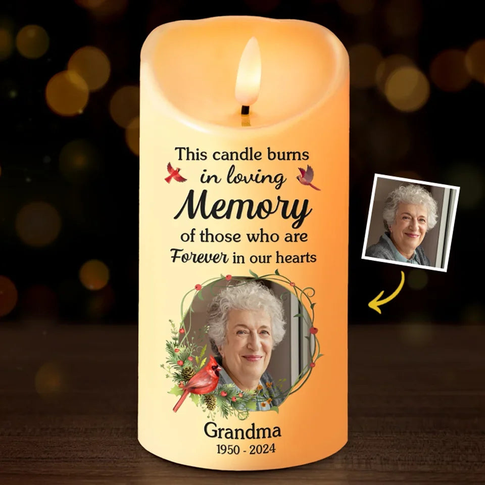 Custom Photo In Loving Memory Of Precious Moments - Memorial Personalized Custom LED Candle - Sympathy Gift, Christmas Gift For Family Members