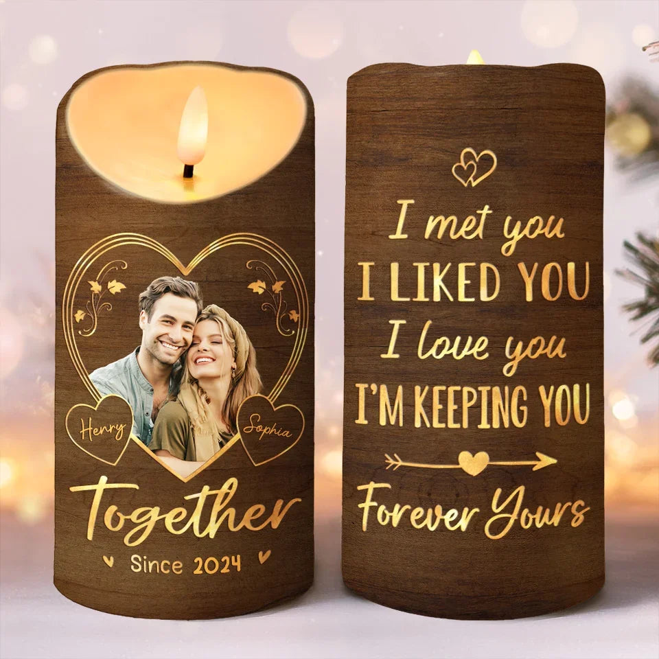 Custom Photo Love Is A Journey Best Traveled Together - Couple Personalized Custom LED Candle - Christmas Gift For Husband Wife, Anniversary