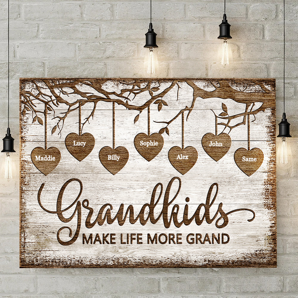 Grandkids Make Life More Grand - Personalized Horizontal Canvas