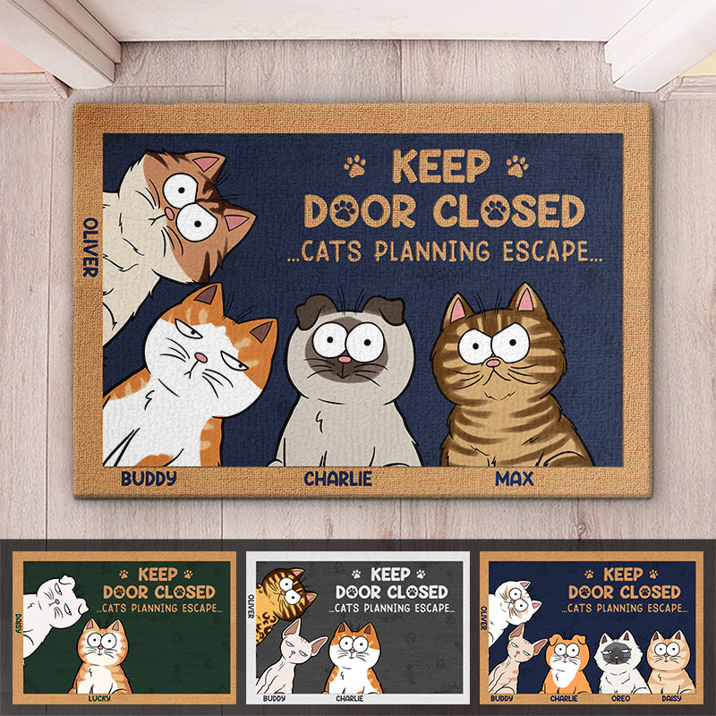Custom Home Decor Decorative Mat - Personalized Birthday Gifts For Dog Cat Lovers, Dog Dad And Mom, Cat Owners - Don't Let The Cat Out No Matter What He Tells You