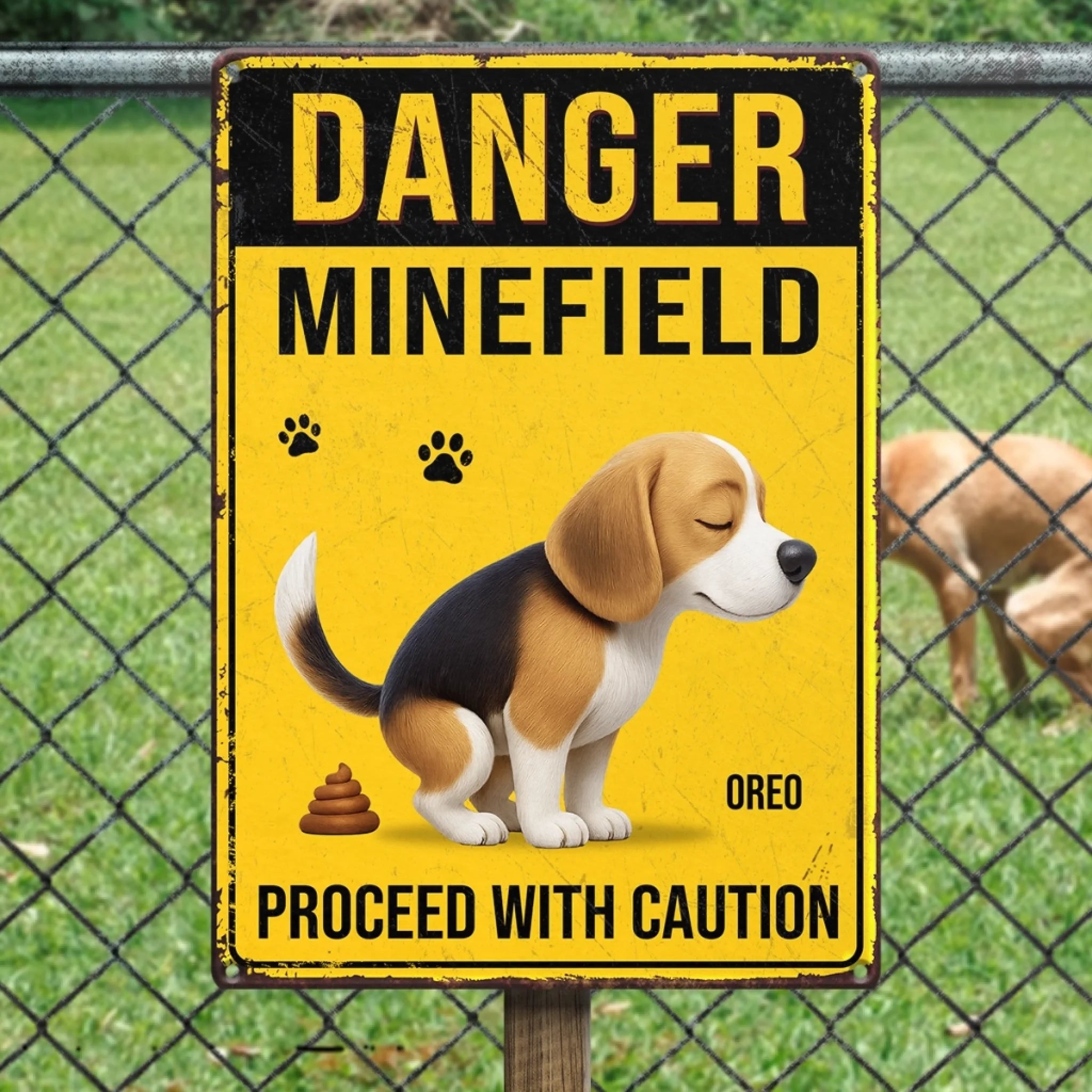 Custom Home Decor Metal Sign - Personalized  Birthday Gifts For Dog Lovers, Dog Dad And Mom - Poop Zone In Progress