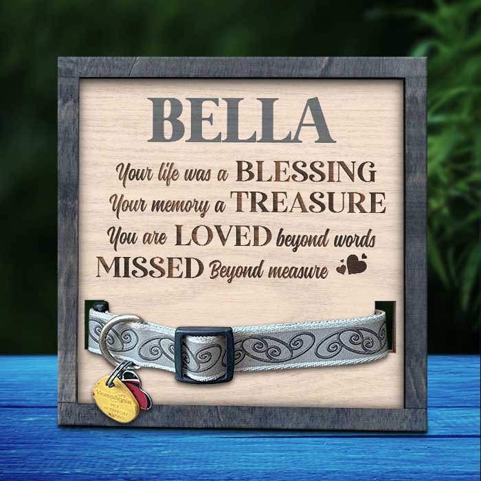 No Longer In Ourside - Memorial Personalized Custom Pet Loss Sign, Collar Frame - Sympathy Gift, Gift For Pet Owners, Pet Lovers