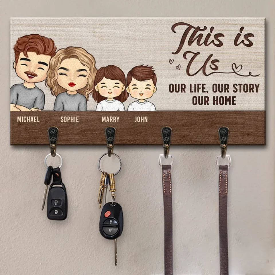 Home Sweet Home - Family Personalized Custom Home Decor Key Hanger, Key Holder - House Warming Gift For Family Members, Pet Owners, Pet Lovers
