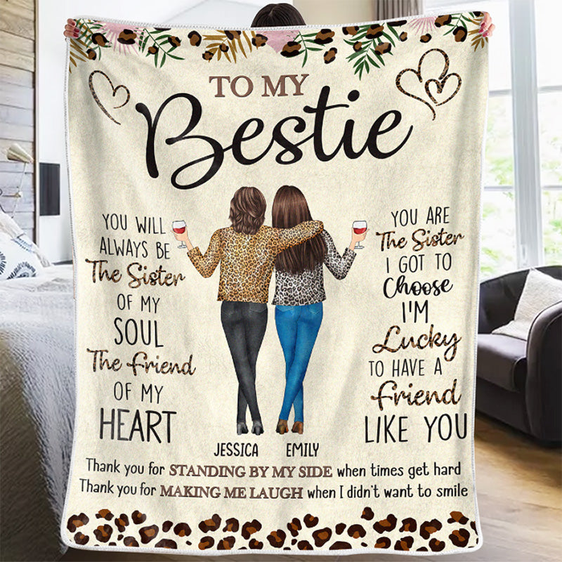 Sister Of Soul Friend Of Heart - Bestie Personalized Custom Blanket - Christmas Gift For Best Friends, BFF, Sisters