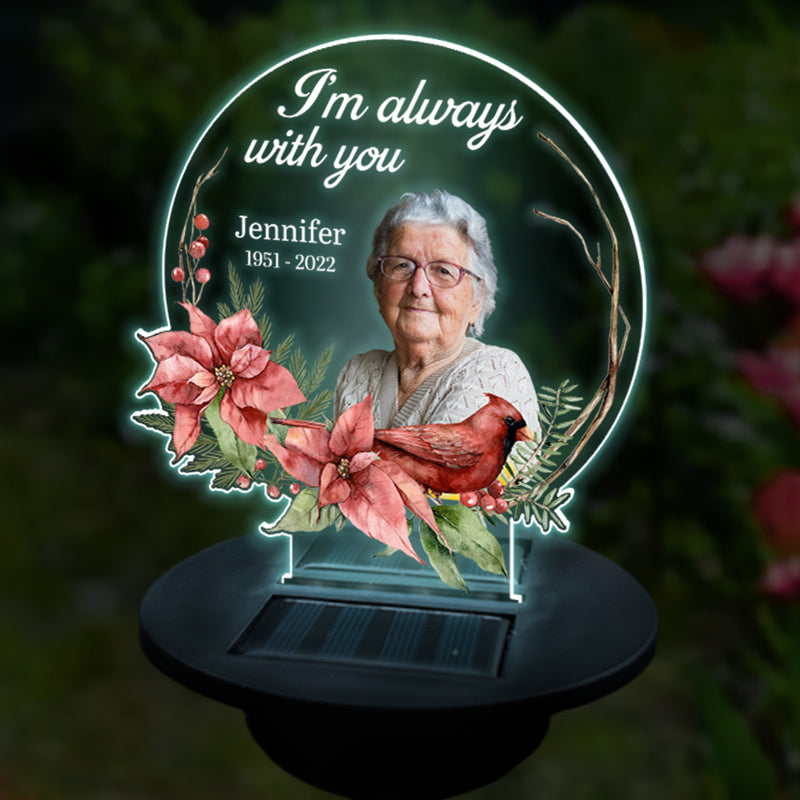 Custom Photo I'm Always With You - Memorial Personalized Custom Garden Solar Light - Sympathy Gift For Family Members