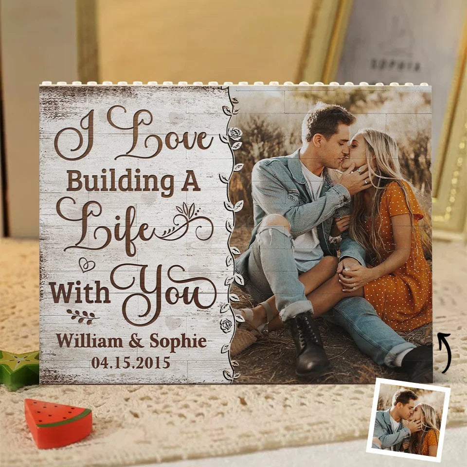 Custom Photo You Complete Μe - Couple Personalized Custom Horizontal Rectangle Shaped Building Brick Blocks - Gift For Husband Wife, Anniversary