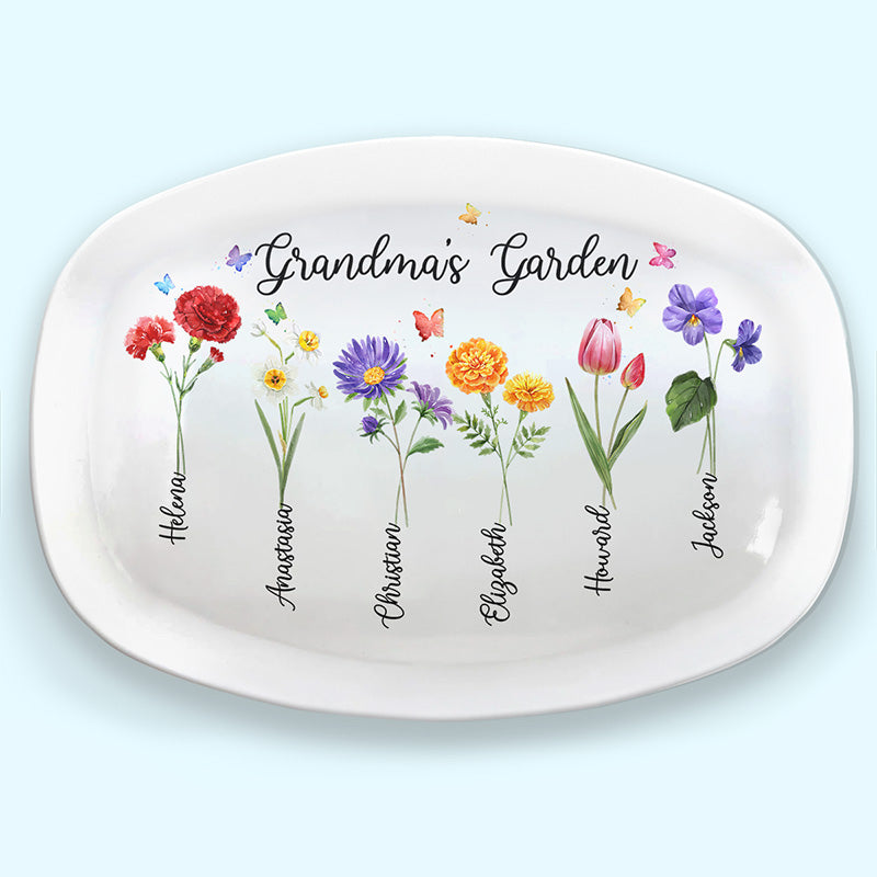 Grandma's Garden Is Awesome - Family Personalized Custom Platter - Mother's Day, Birthday Gift For Grandma