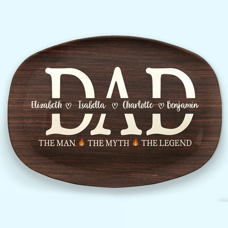 Dad The Man The Grill The Legend - Family Personalized Custom Platter - Father's Day, Birthday Gift For Dad
