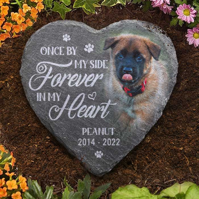Custom Photo Heart Shaped Memorial Stone - Personalized Pet Memorial Sympathy Gifts For Dogs, Cats - Cherished Memories, Endless Love