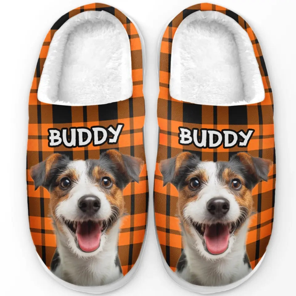 Custom Photo Paw-some Halloween - Dog & Cat Personalized Custom Fluffy Slippers - Halloween Gift For Pet Owners, Pet Lovers