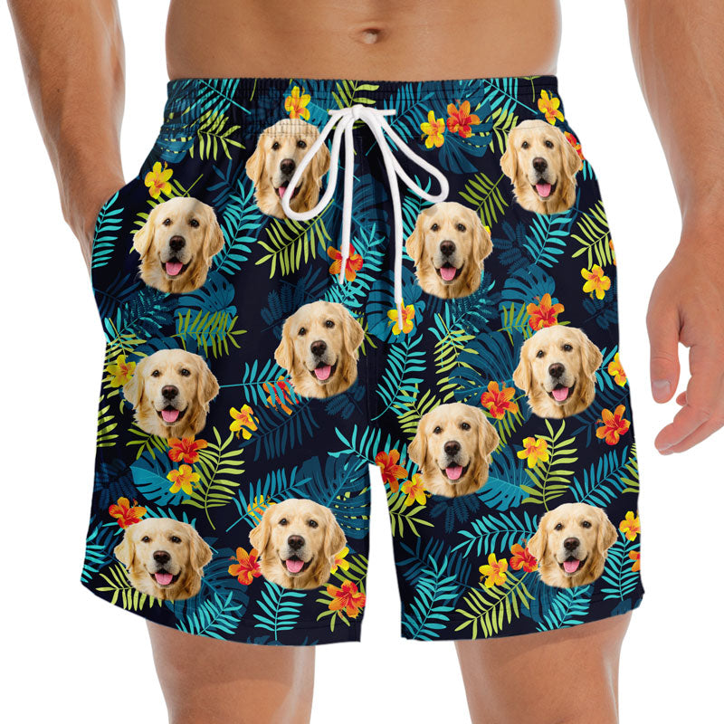 Custom Photo Summer Is For Falling In Love - Dog & Cat Personalized Custom Tropical Hawaiian Aloha Men Beach Shorts - Summer Vacation Gift, Birthday Party Gift For Pet Owners, Pet Lovers