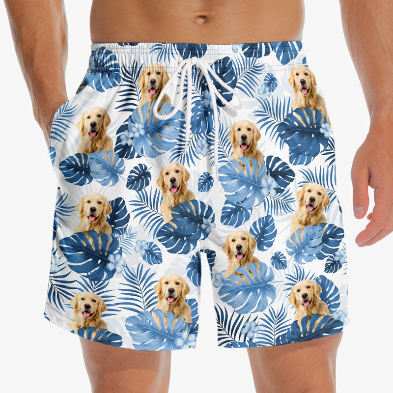 Custom Photo Beach More Worry Less - Dog & Cat Personalized Custom Tropical Hawaiian Aloha Men Beach Shorts - Summer Vacation Gift, Birthday Party Gift For Pet Owners, Pet Lovers