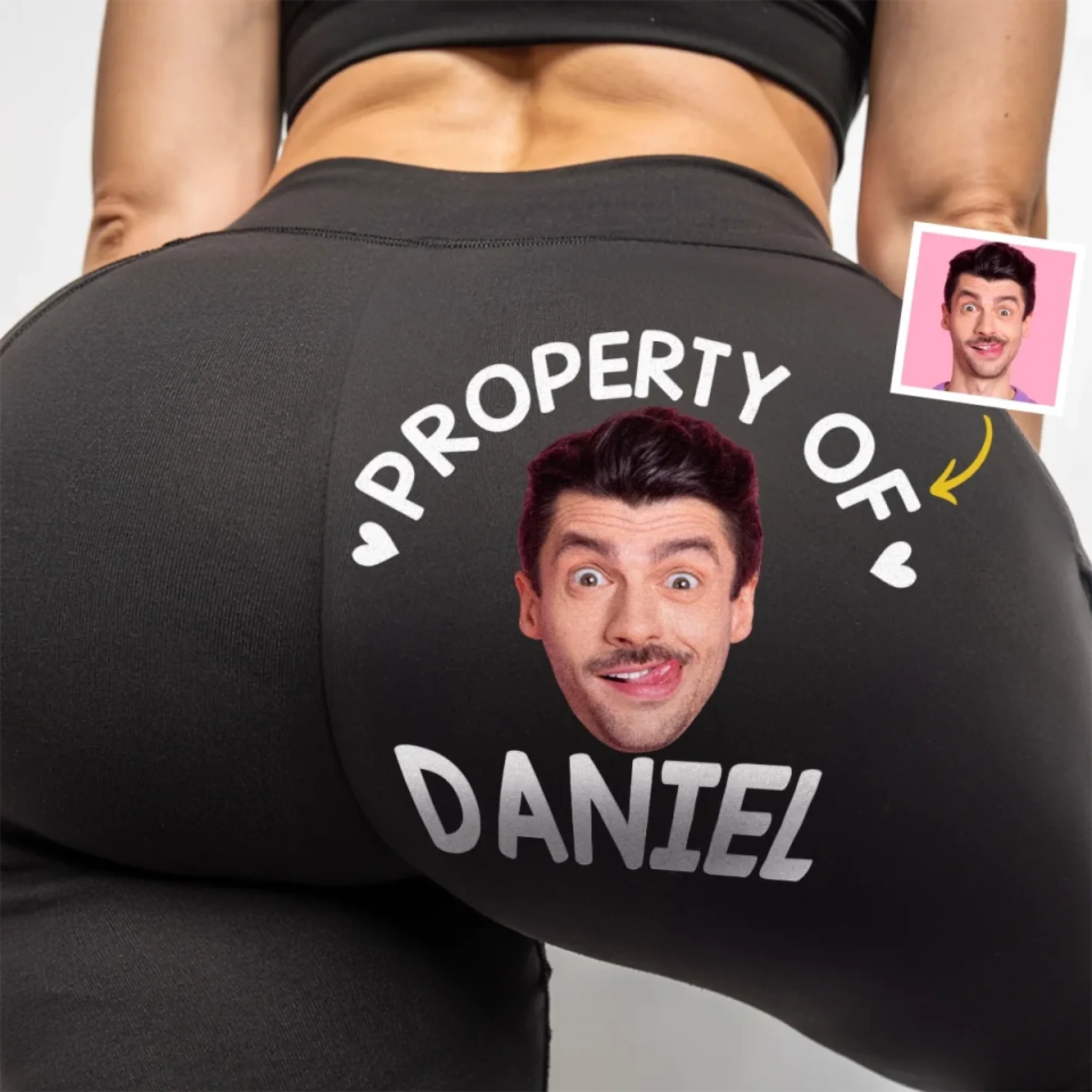 Custom Photo Property Of Me, Handle Like A Queen - Personalized Custom Women Leggings - Gift For Wife, Anniversary