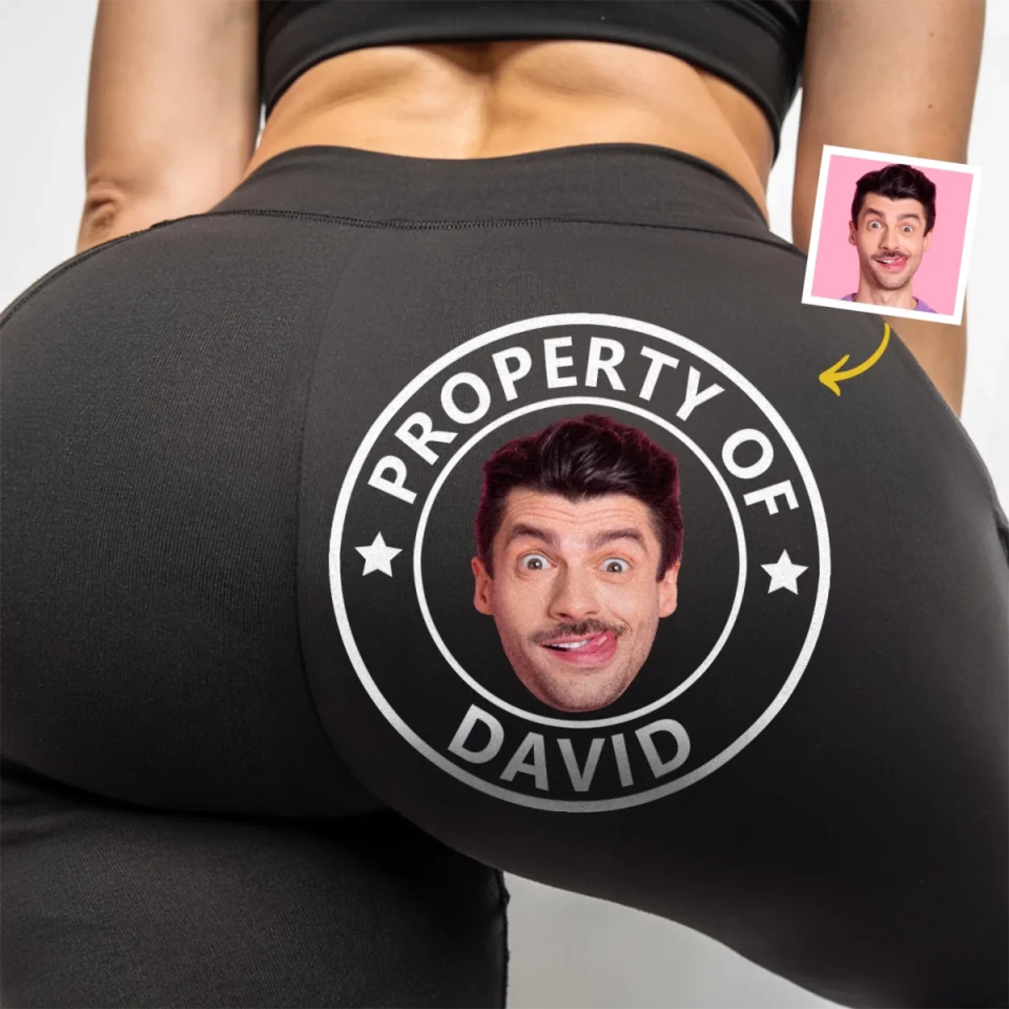 Custom Photo Property Of My Man - Personalized Custom Women Leggings - Gift For Wife, Anniversary