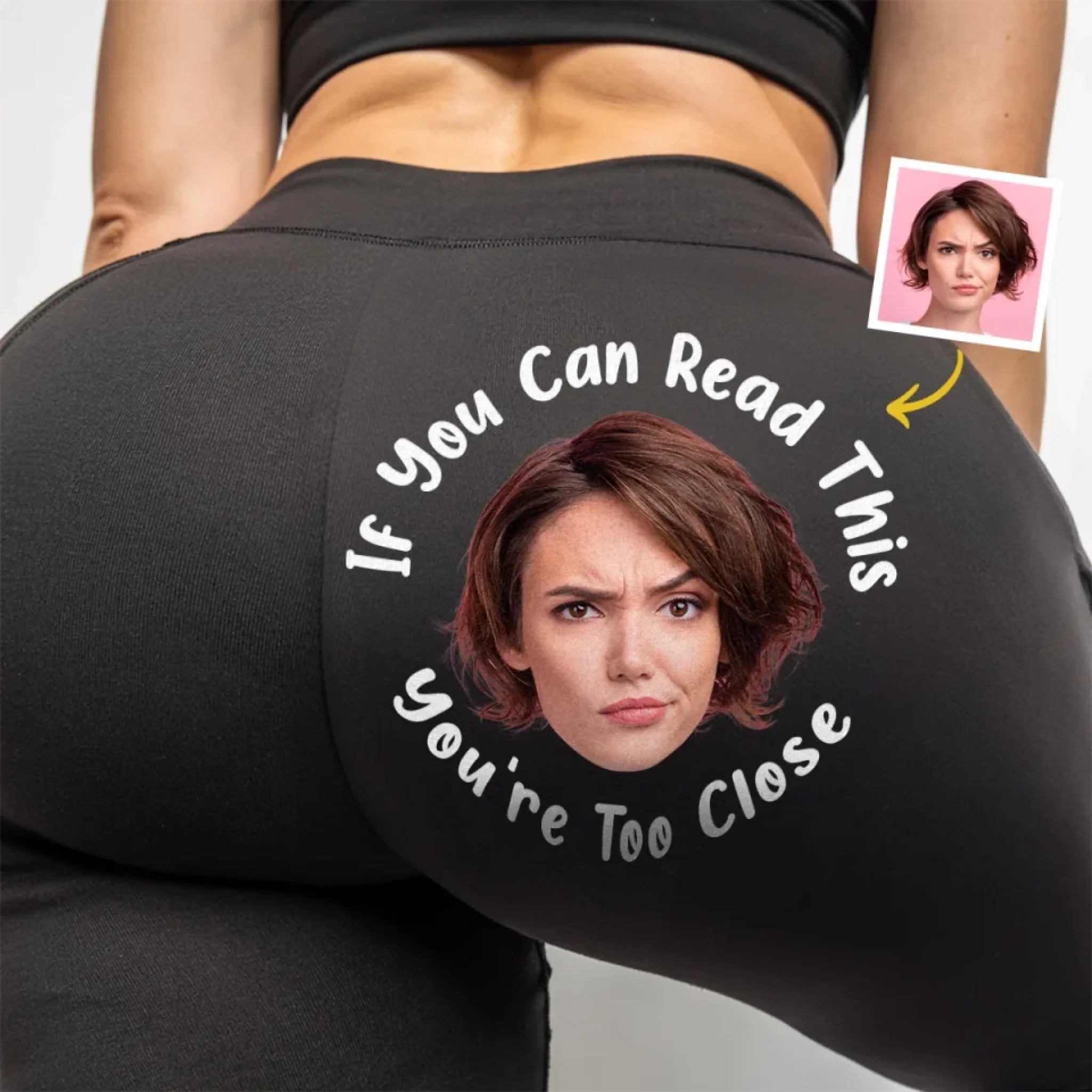 Custom Photo Eyes Up Here - Personalized Custom Women Leggings - Gift For Wife, Anniversary