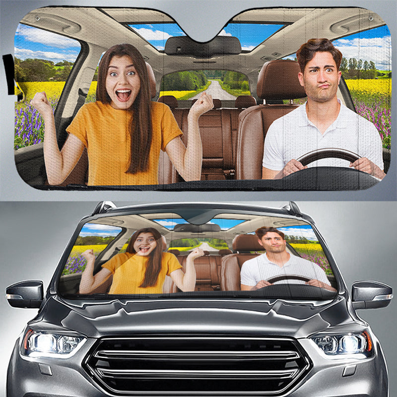 Custom Photo Have Fun Together - Couple Personalized Custom Auto Windshield Sunshade, Car Window Protector - Gift For Husband Wife, Anniversary