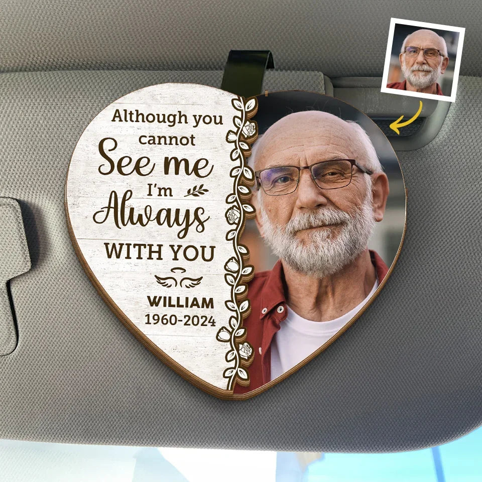 Custom Photo Deep In Our Hearts, You'll Always Stay - Memorial Personalized Custom Car Visor Clip - Sympathy Gift For Family Members