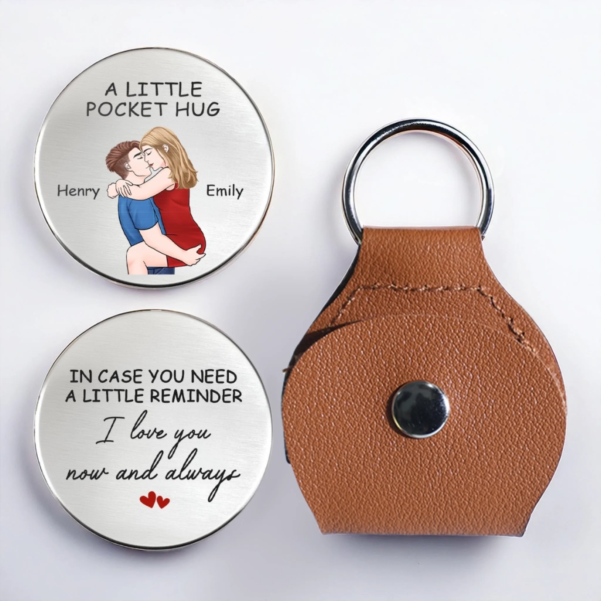 Custom Pocket Hug - Personalized Anniversary Wedding Gifts For Husband And Wife, Him And Her - A Love To Keep