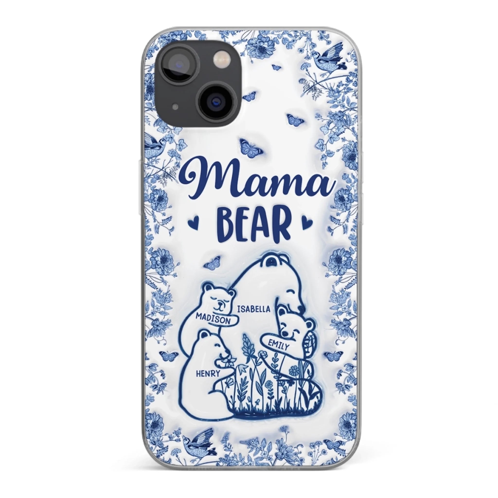 Custom 3D Inflated Effect Printed Clear Phone Case - Personalized Birthday Gifts For Mom, Grandma - Love You Beary Much