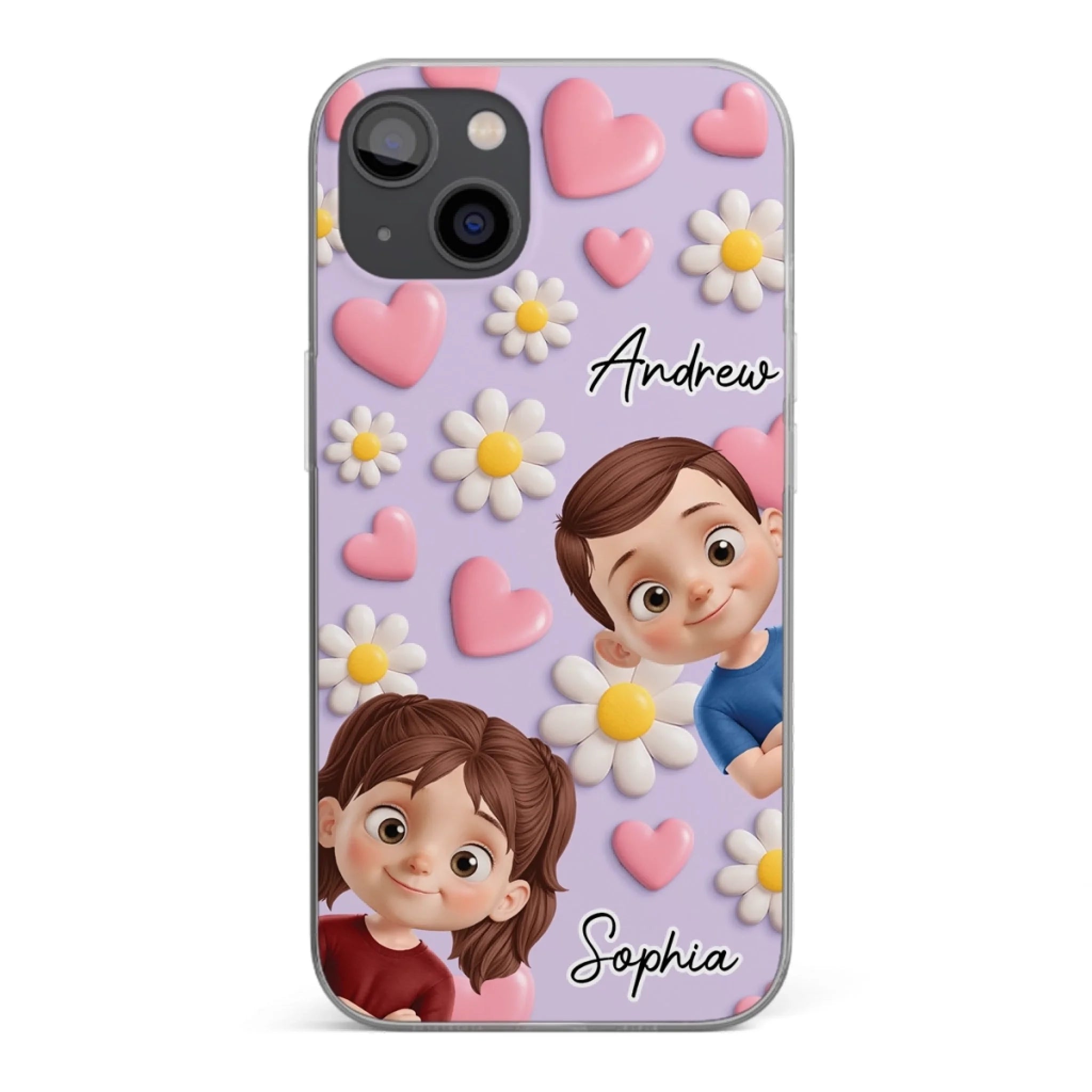Custom 3D Inflated Effect Printed Clear Phone Case - Personalized Birthday Gifts For Mom, Grandma - Love You To Pieces
