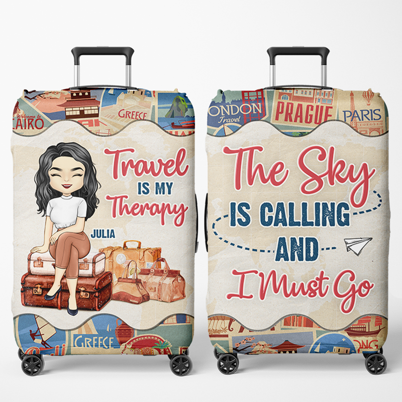 Travel Is My Therapy - Personalized Luggage Cover