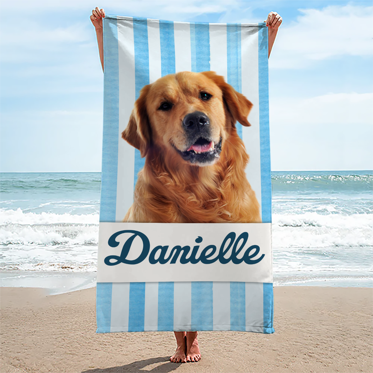 Custom Photo Get Lit By The Beach - Dog & Cat Personalized Custom Beach Towel - Summer Vacation Gift, Gift For Family Members, Pet Owners, Pet Lovers