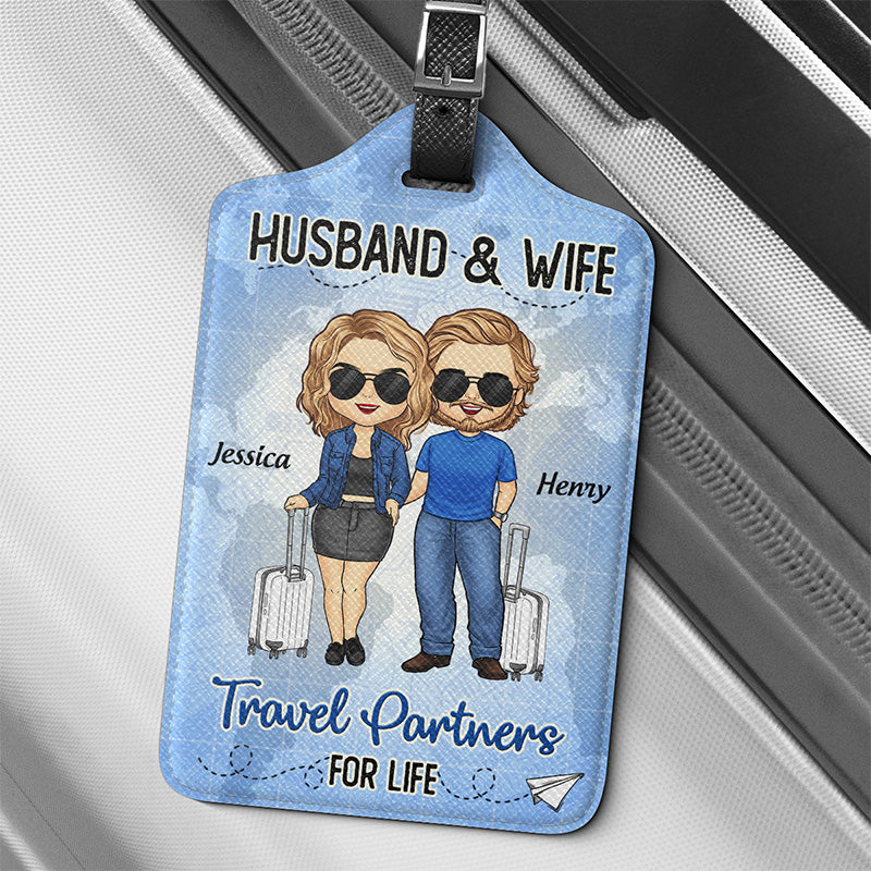Travel Partners For Life - Travel Personalized Custom Luggage Tag - Holiday Vacation Gift, Gift For Adventure Travel Lovers, Husband Wife, Anniversary