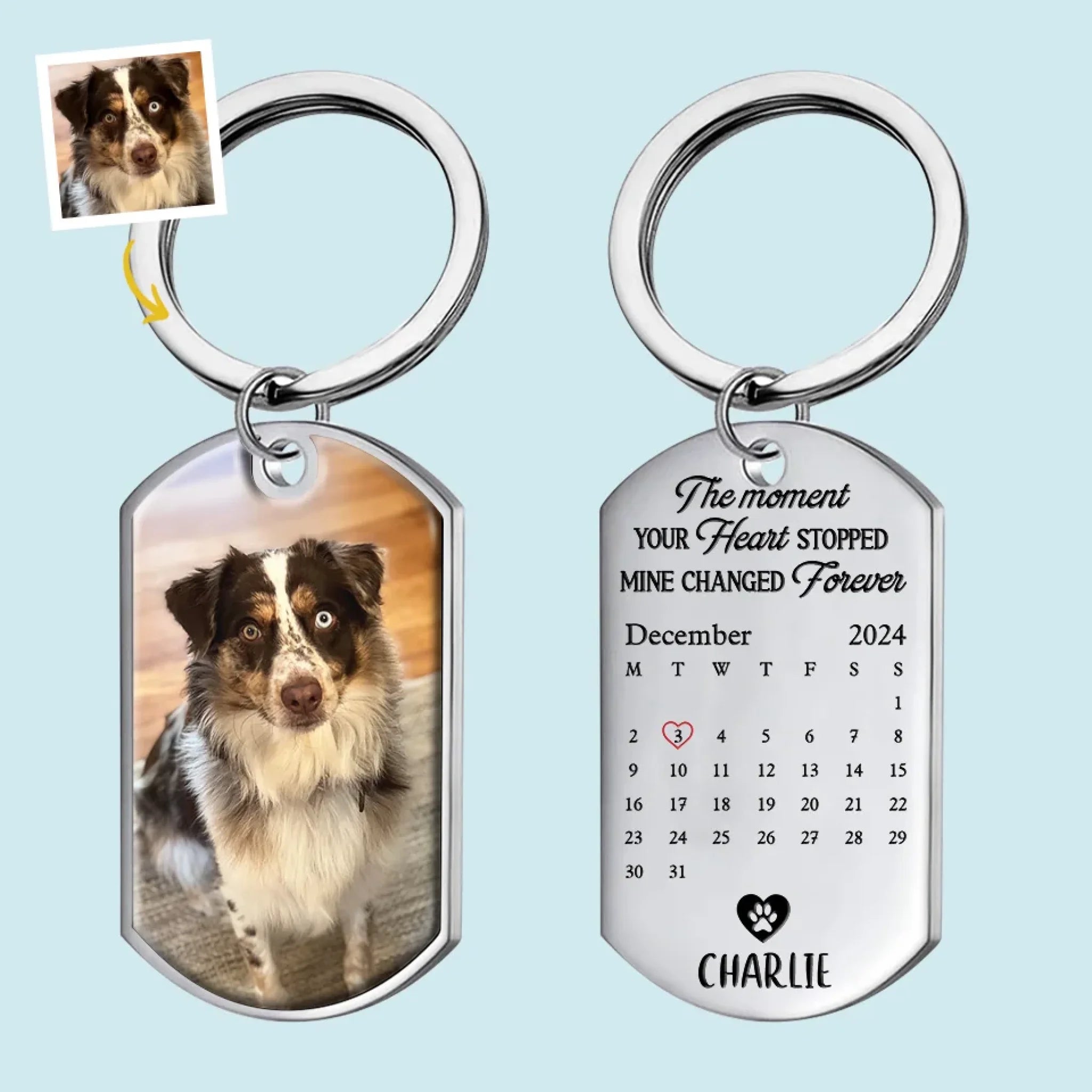 Custom Photo Keychain - Personalized Pet Memorial  Gifts For Dogs, Cats - A Loyal Heart Never Fades