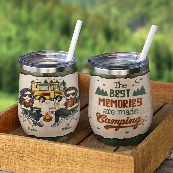Camping Partners For Life - Gift For Camping Couples, Husband Wife, Personalized Wine Tumbler