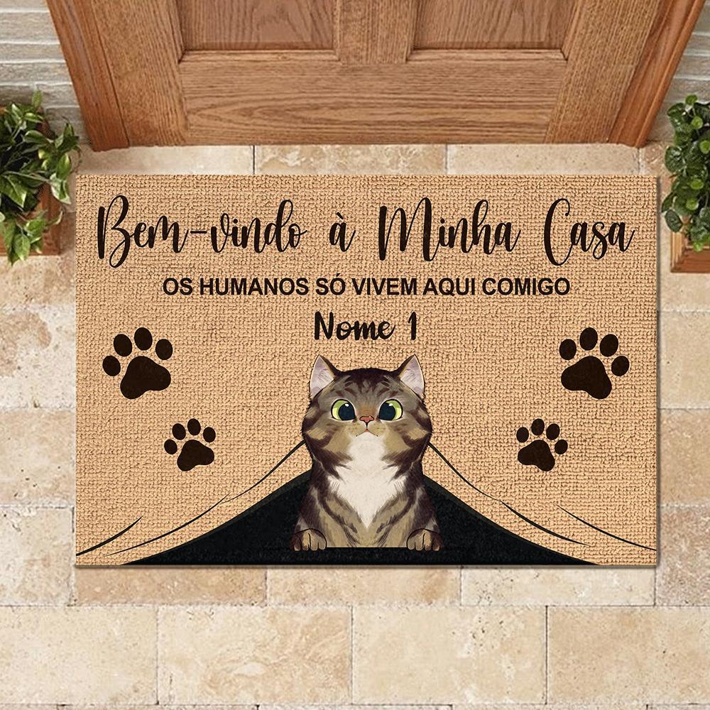 Bem-Vindo À Minha Casa Portuguese - Funny Personalized Cat Decorative Mat