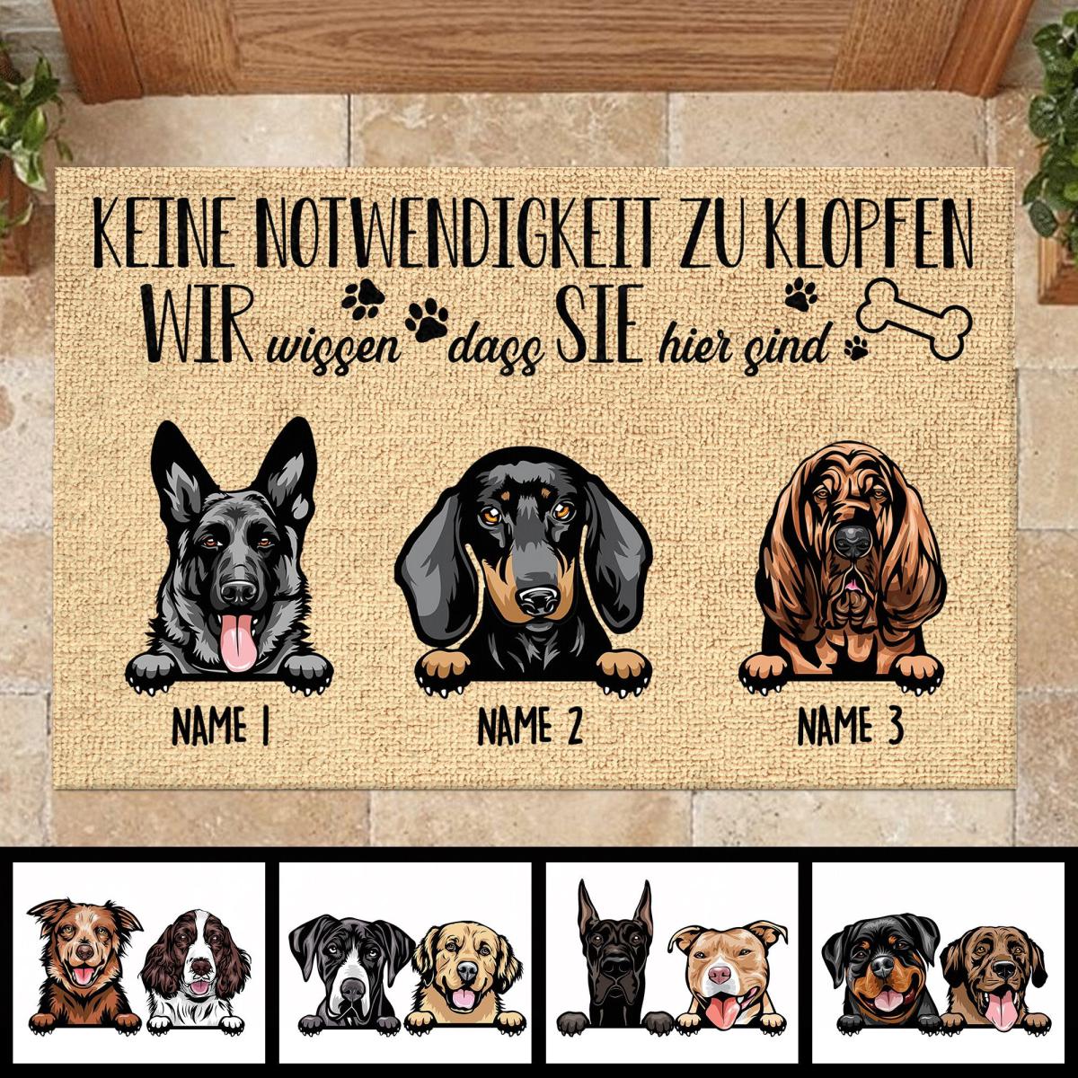 Keine Notwendigkeit Zu Klopfen German - Funny Personalized Dog Decorative Mat