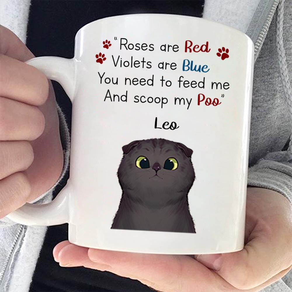 Curious Cat - Roses Are Red Violets Are Blue - Funny Personalized Cat Mug