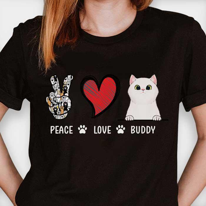 Peace Love Cat - Personalized Custom T-shirt