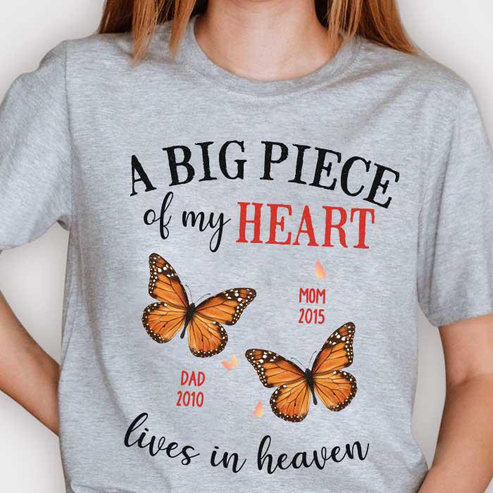 A Big Piece Of My Heart Lives In Heaven - Personalized Custom Unisex T-shirt