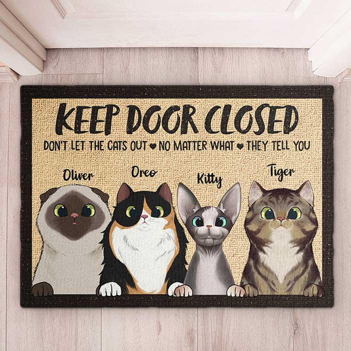 Don't Let The Cats Out - Funny Personalized Cat Decorative Mat, Doormat